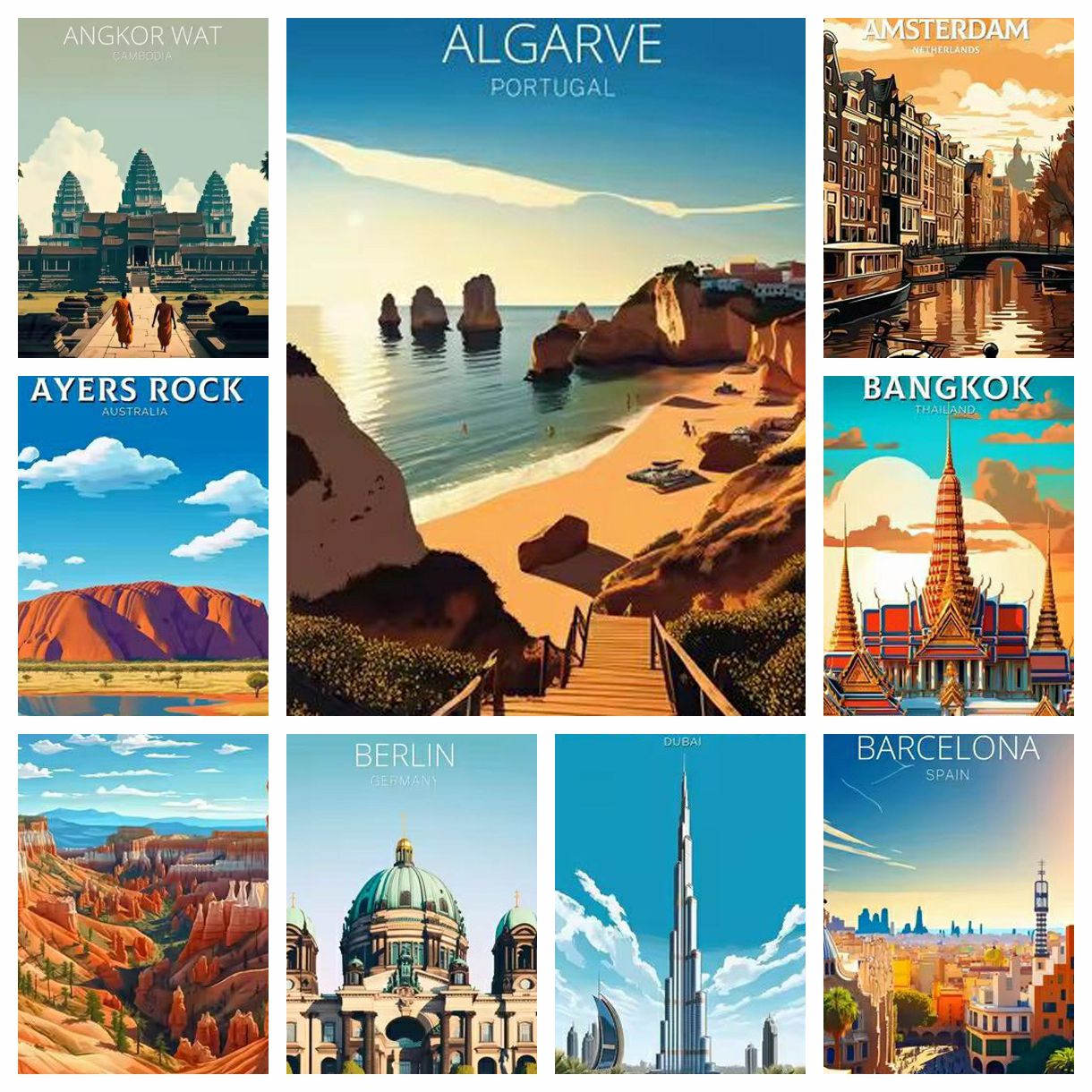 Retro Holiday Travel City Alga - Embroidery Cross Stitch Patterns avaliação e preço