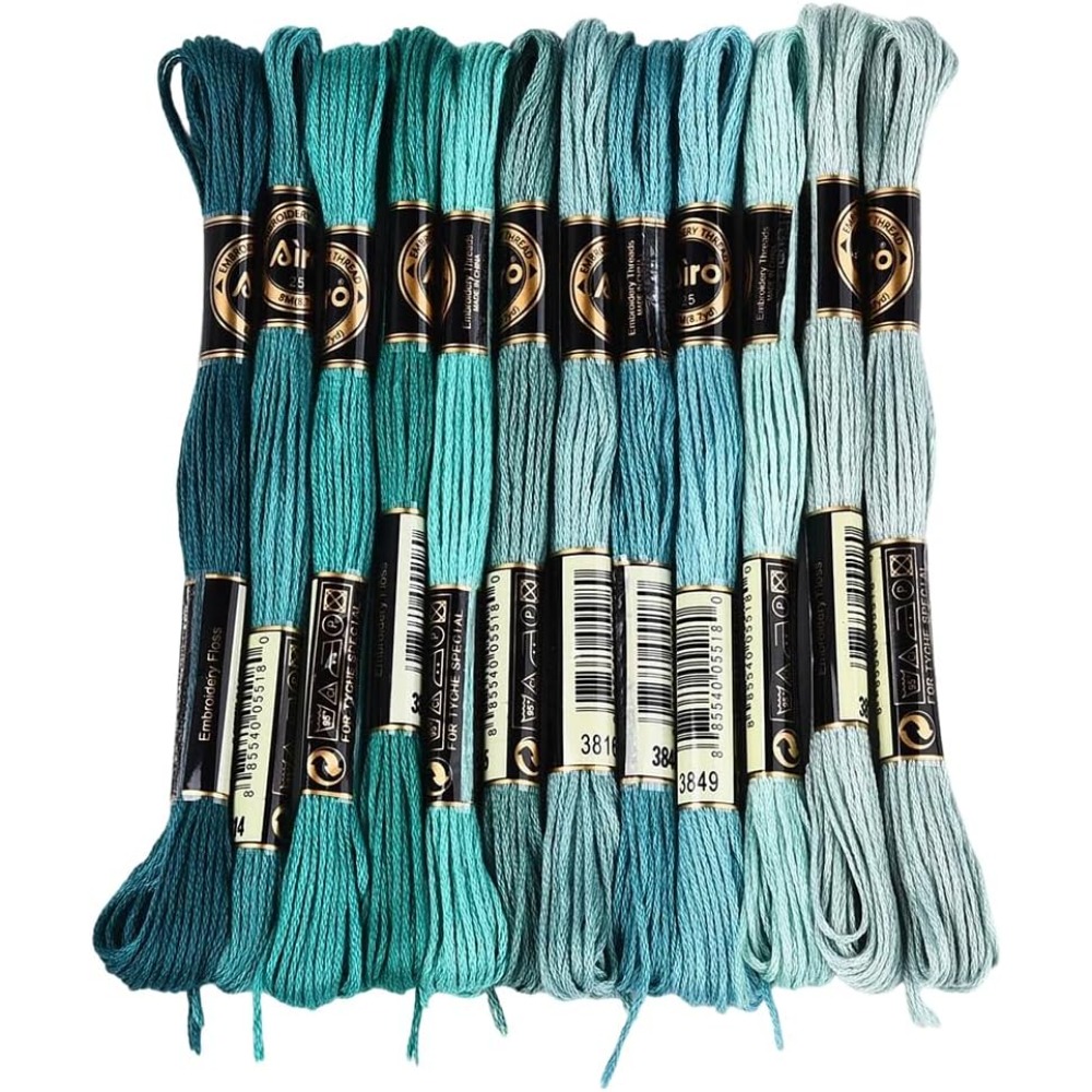 12 Skeins 6 Strands Green Embr - Embroidery Floss avaliação e preço