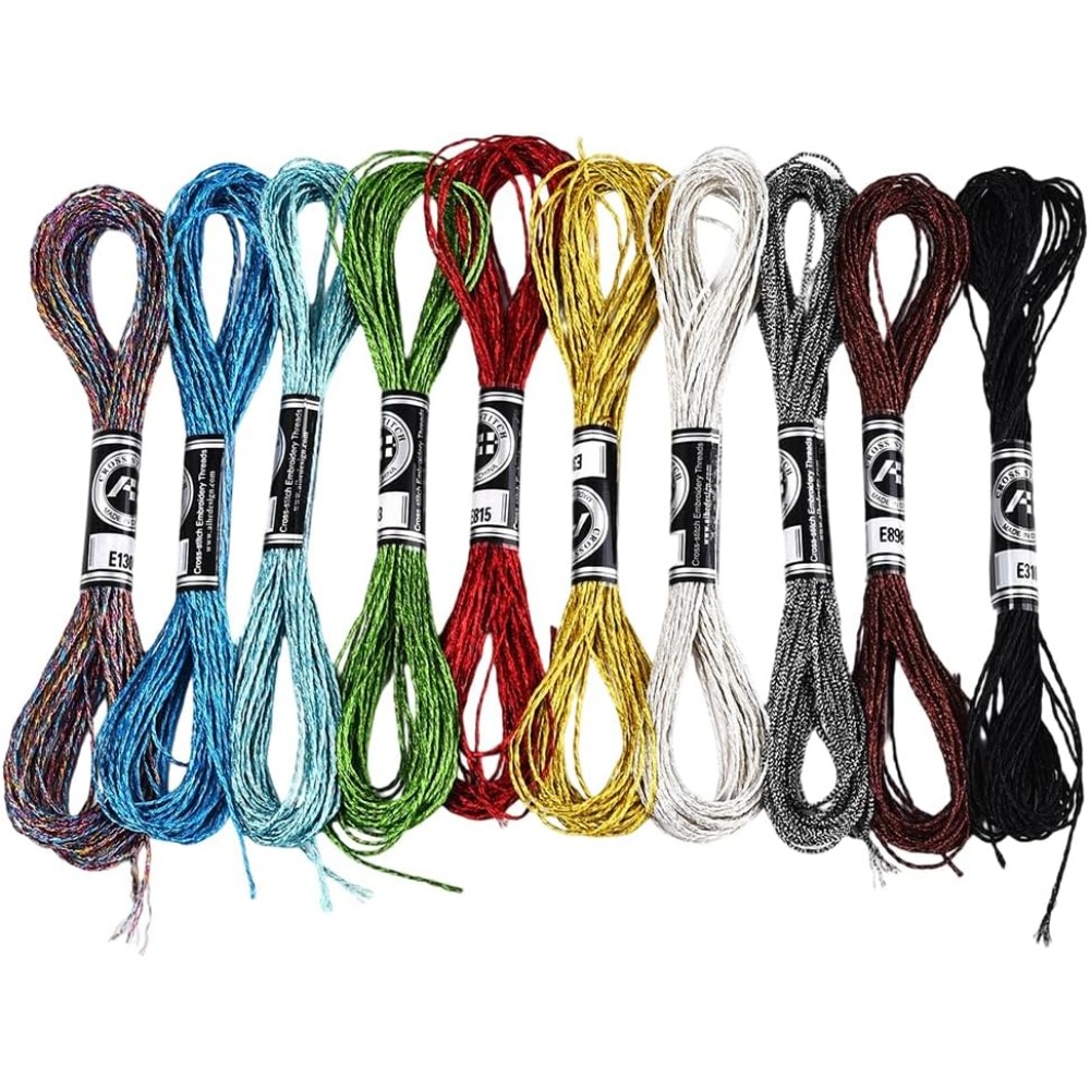 10 Skeins 10 Colors Metallic E - Embroidery Floss avaliação e preço