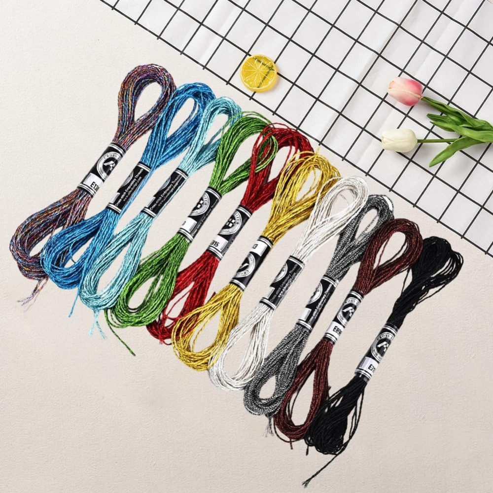 10 Skeins 10 Colors Metallic E - Embroidery Floss avaliação e preço