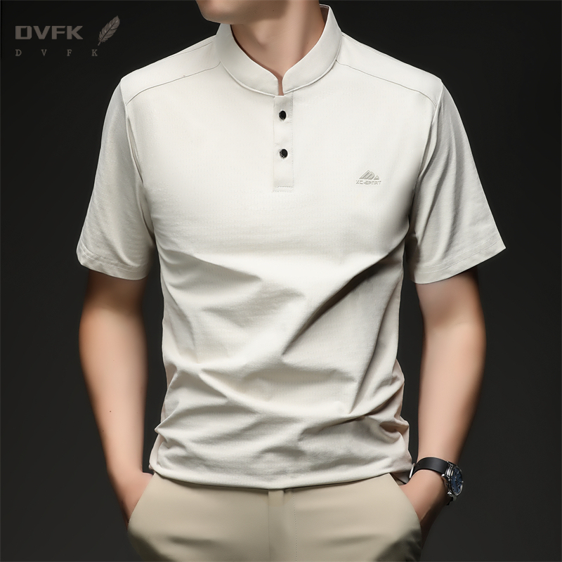 Mens Short Sleeve Mandarin Col - Embroidery Shirt avaliação e preço
