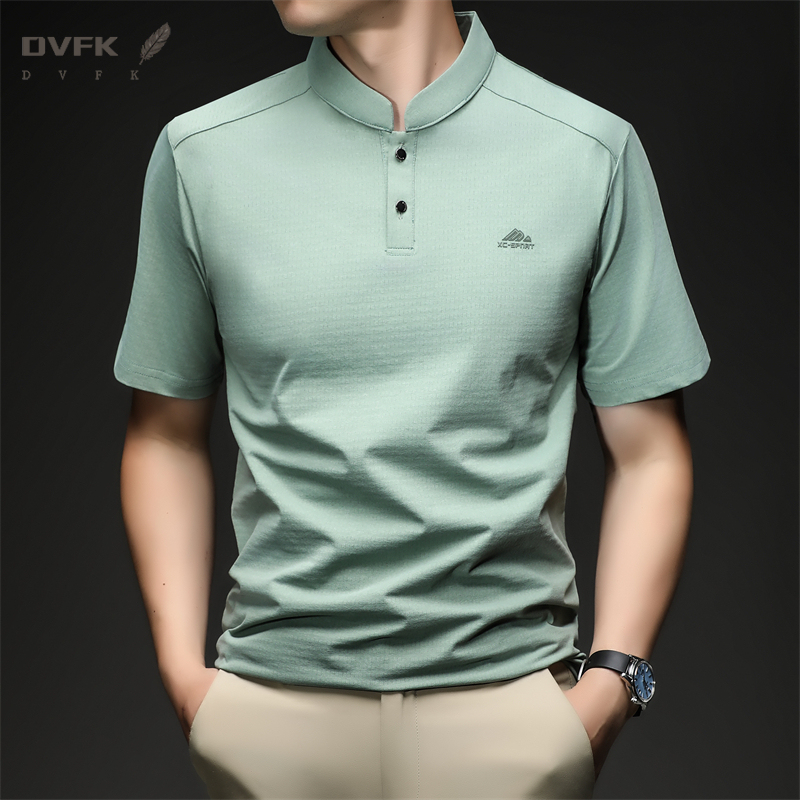 Mens Short Sleeve Mandarin Col - Embroidery Shirt avaliação e preço