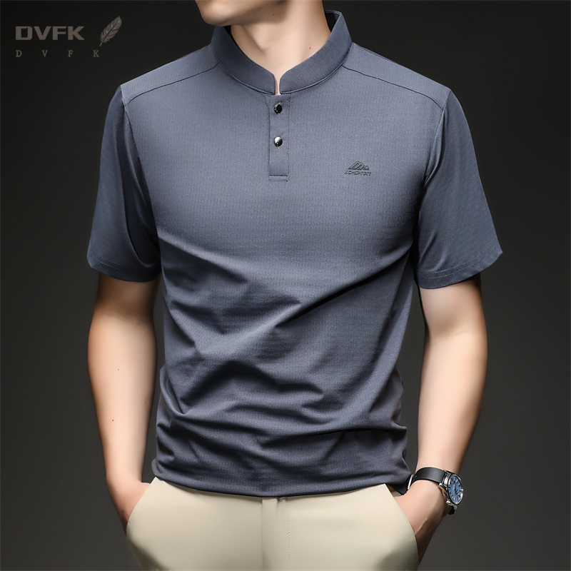 Mens Short Sleeve Mandarin Col - Embroidery Shirt avaliação e preço