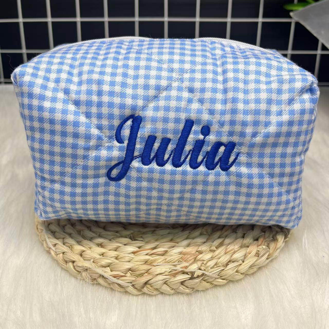 Large Capacity Striped Cosmeti - Embroidery Names avaliação e preço