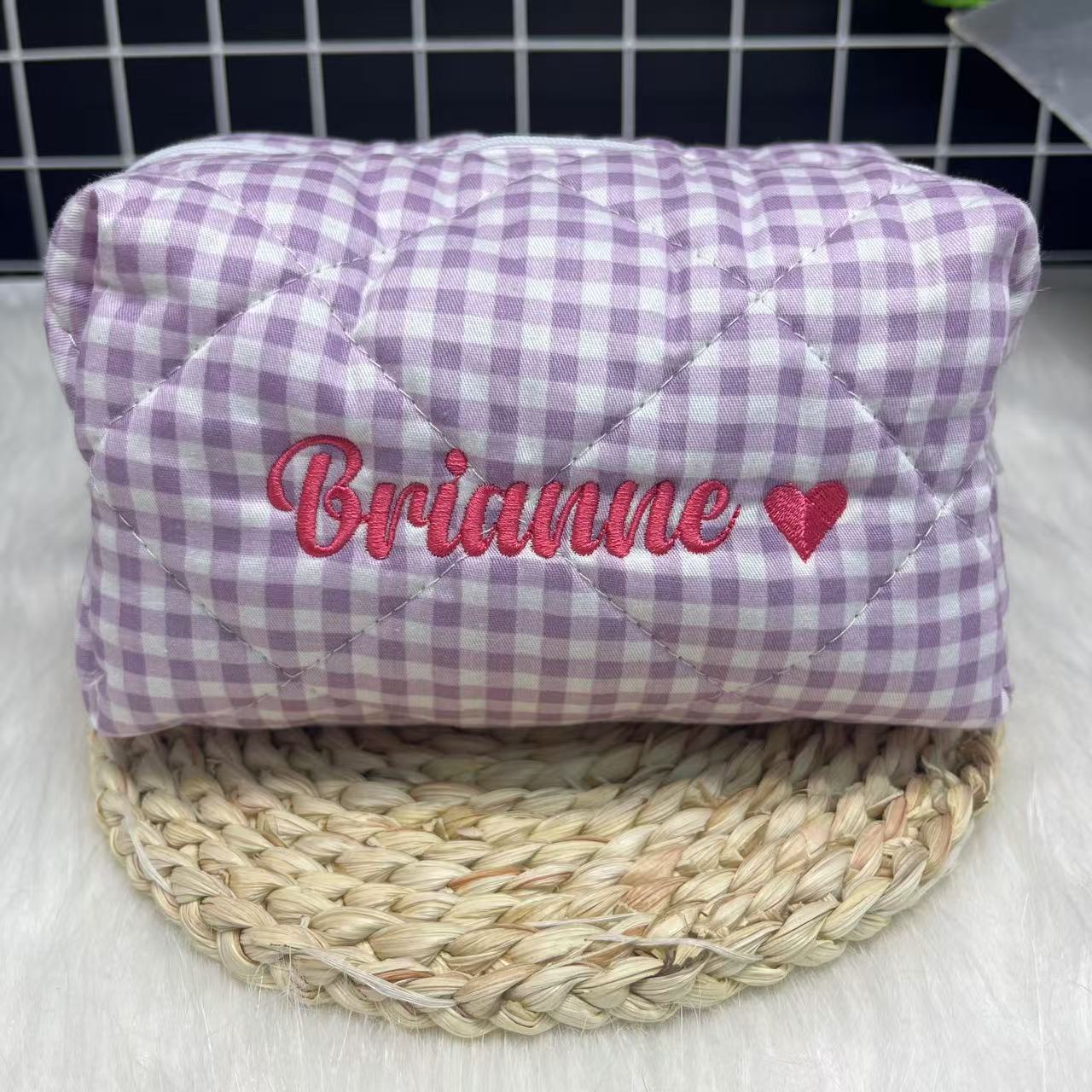 Large Capacity Striped Cosmeti - Embroidery Names avaliação e preço