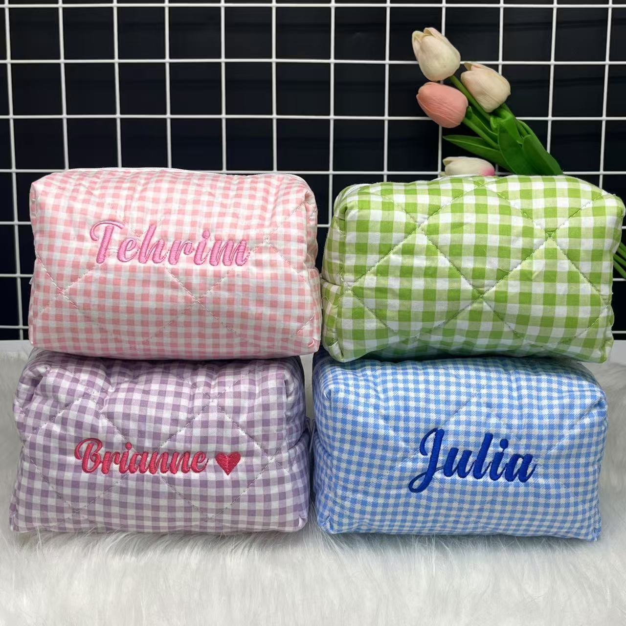 Large Capacity Striped Cosmeti - Embroidery Names avaliação e preço